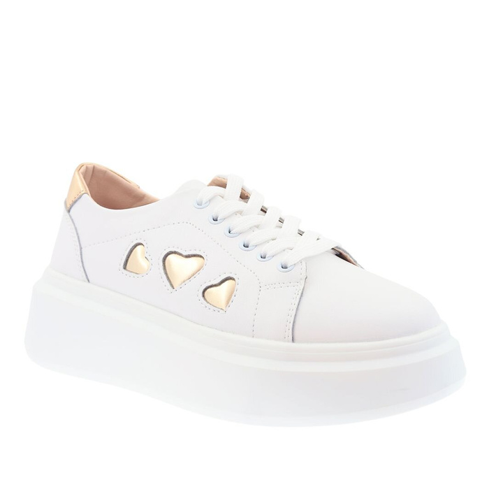 Biało złote półbuty skórzane na platformie Artiker