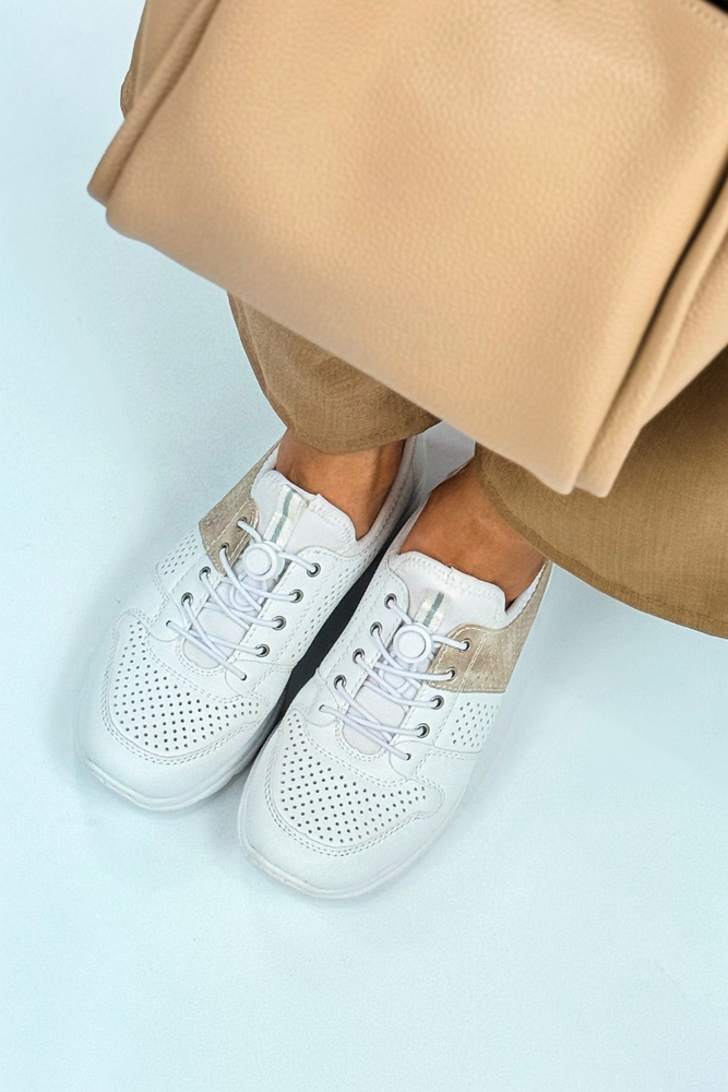 Półbuty Rieker L3254-80 biało - beżowe