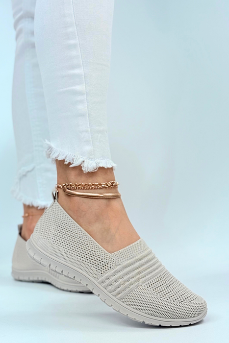 Beżowe tenisówki damskie lekkie wsuwane