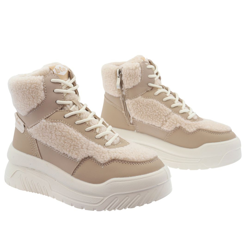 Бежеві жіночі зимові чоботи на платформі, утеплені