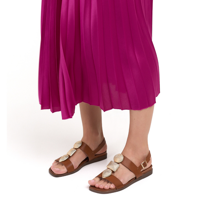 Sandały brązowe ze złotymi ozdobami Sergio Leone