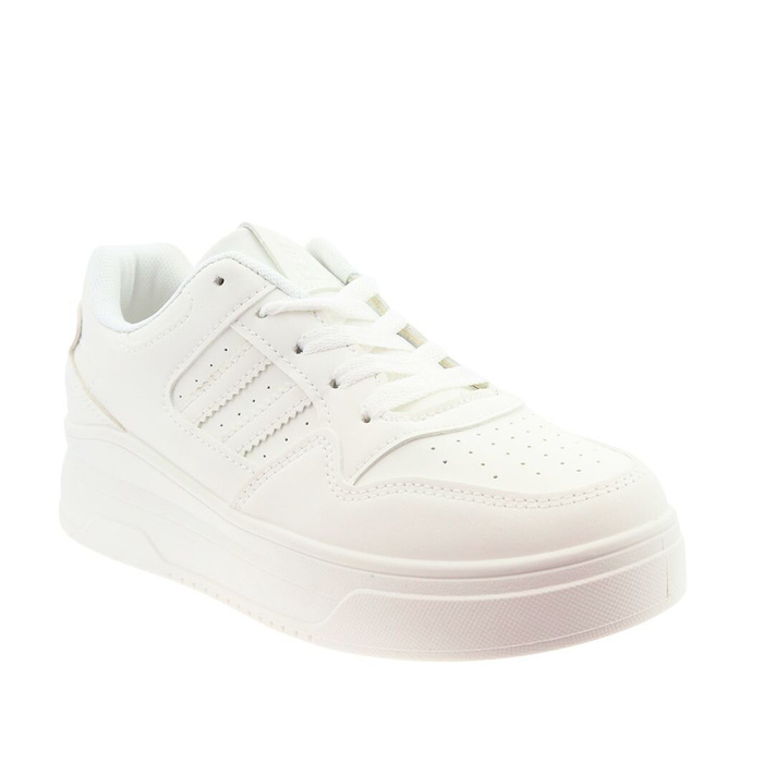 Sneakersy damskie białe sznurowane na platformie