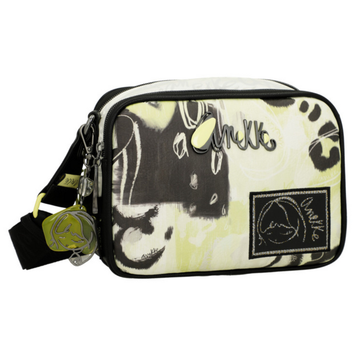 Чорно-біла сумка-мессенджер Anekke Memories на блискавці з двома відділеннями