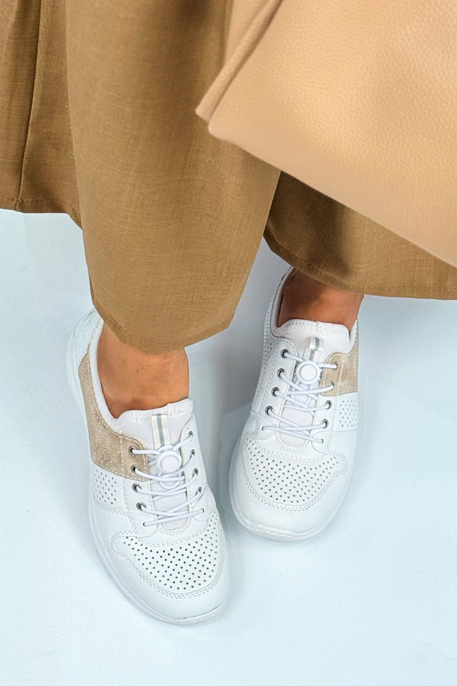 Półbuty Rieker L3254-80 biało - beżowe