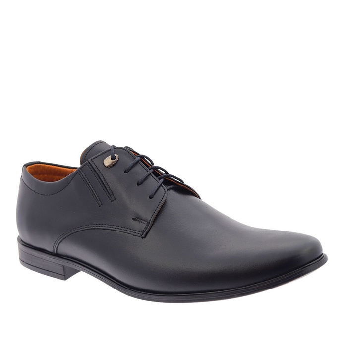 Чорні шкіряні чоловічі туфлі на шнурівці