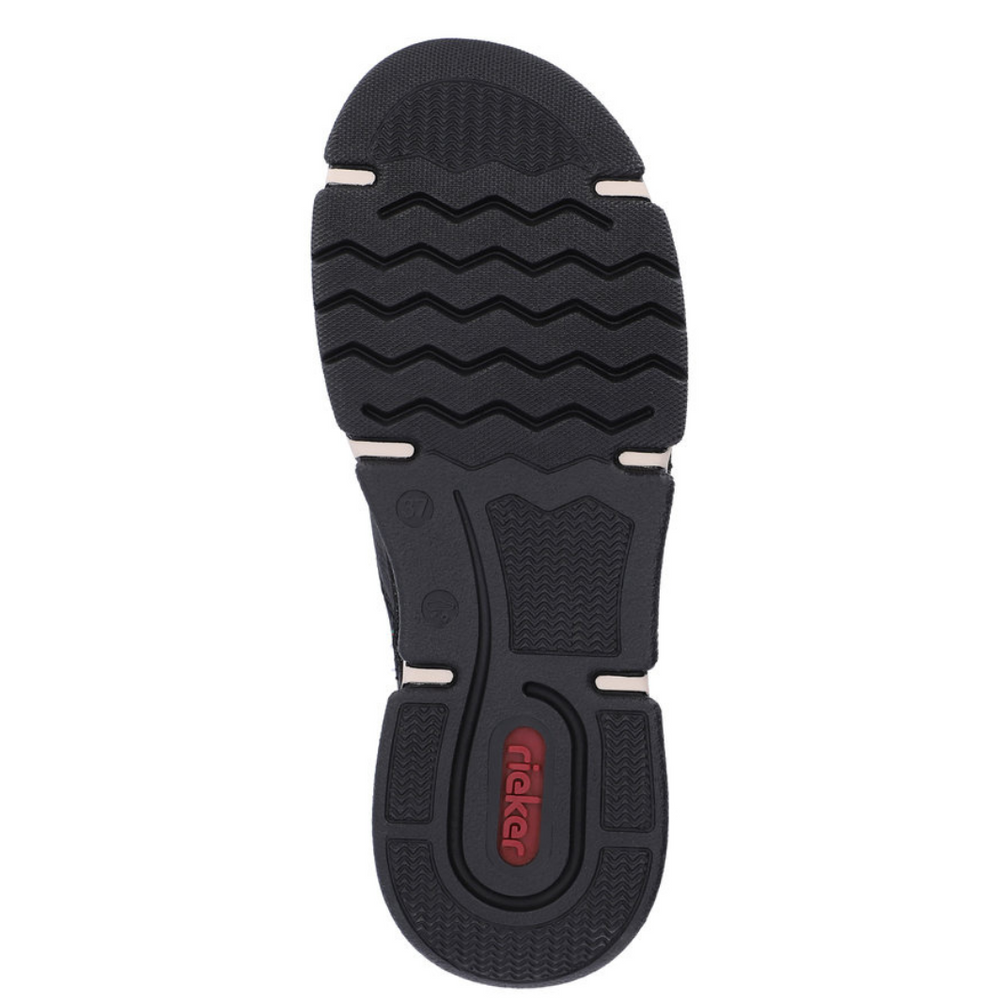 Чорні жіночі ботильйони Rieker з цікавим малюнком на верху