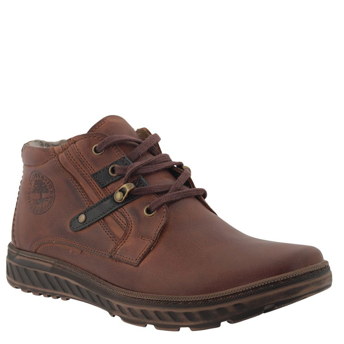 Trzewiki skórzane brązowe 891Joker