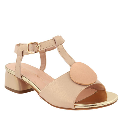 Жіночі босоніжки кольору шампань на колодці Sergio Leone