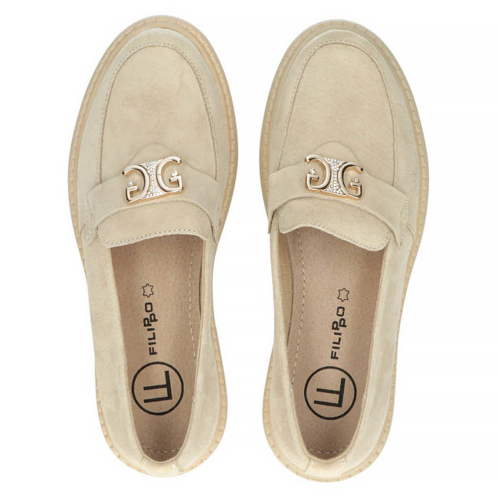 Stylowe półbuty skórzane w kolorze beżowym Filippo