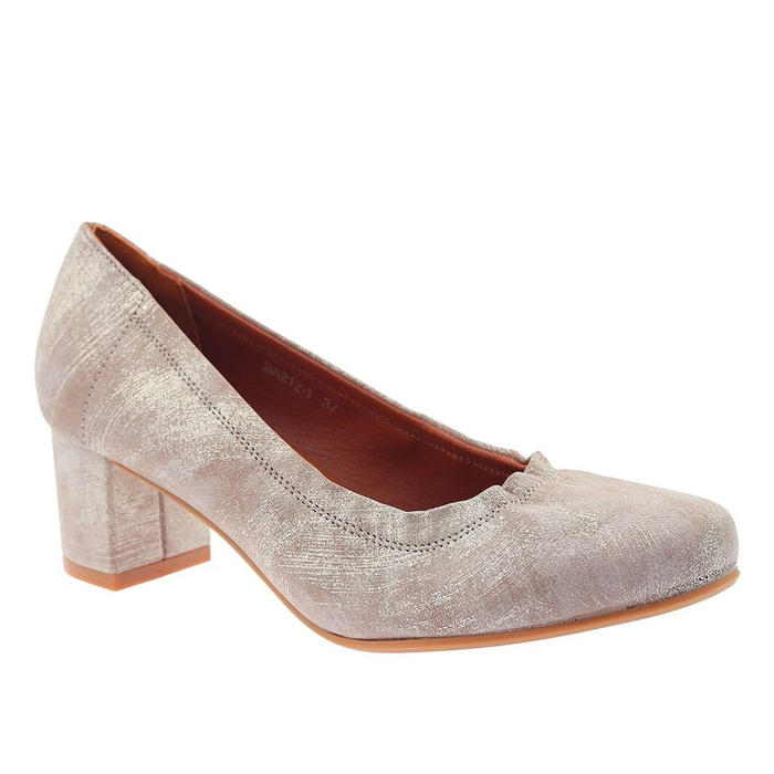 Złote czółenka na klocku wsuwane