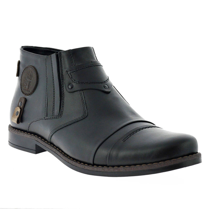 Чорні чоловічі шкіряні чоботи на блискавці