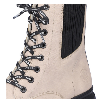 Чоботи жіночі бежеві високі, утеплені, на шнурівці, на блискавці