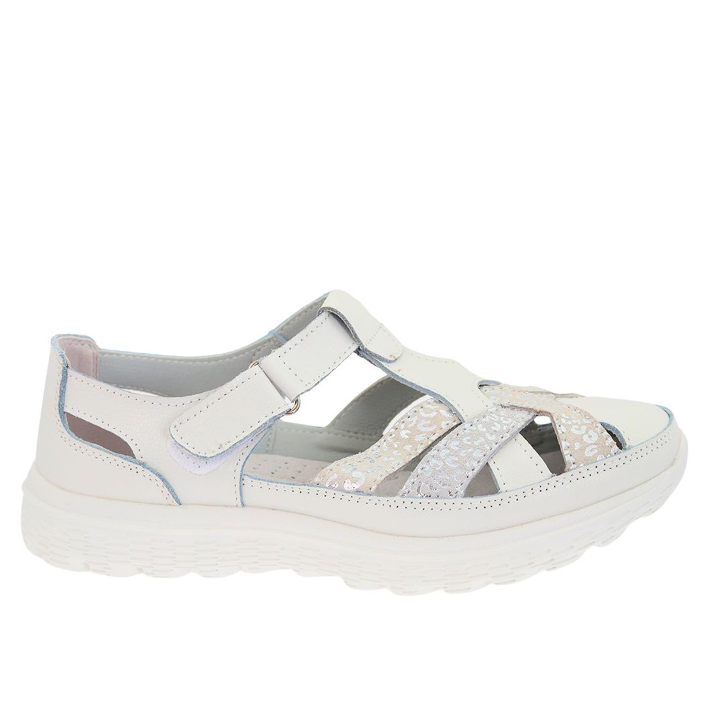 Białe skórzane półbuty na rzep Artiker