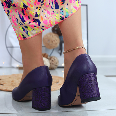 Фіолетові шкіряні човники з блоком Baldaccini