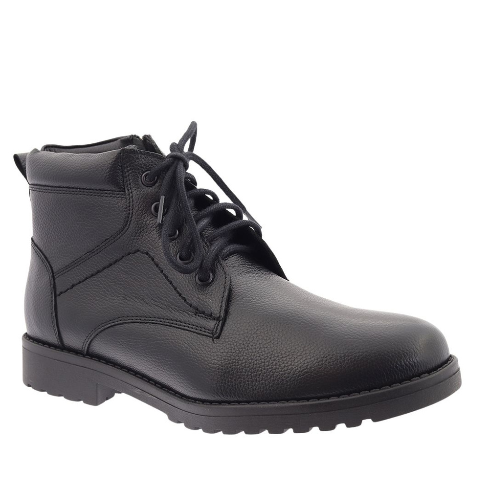 Trzewiki męskie skórzane ocieplane czarne Ryłko