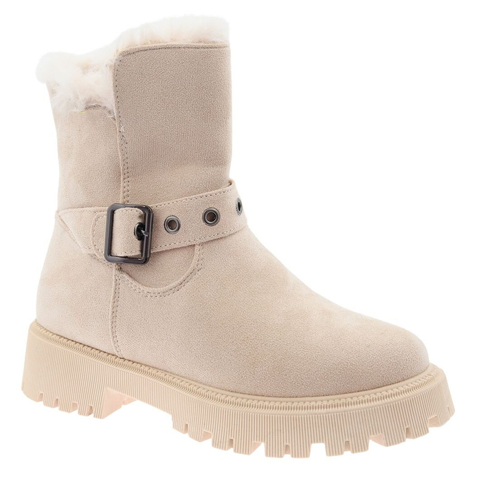 Жіночі бежеві сніжні чоботи на хутряній підкладці