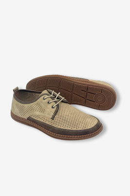 Чоловічі сірі перфоровані туфлі з екошкіри