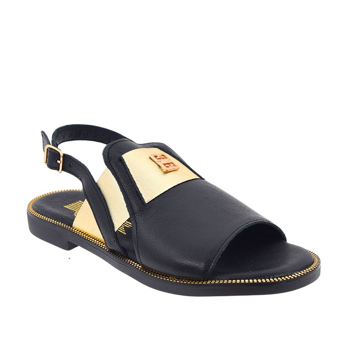 Skórzane sandały czarne płaskie Lemar