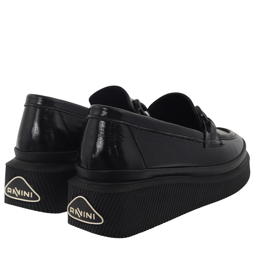 Sneakersy damskie lakierowane czarne Ravini