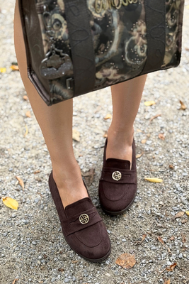 Шкіряні жіночі мокасини коричневого кольору