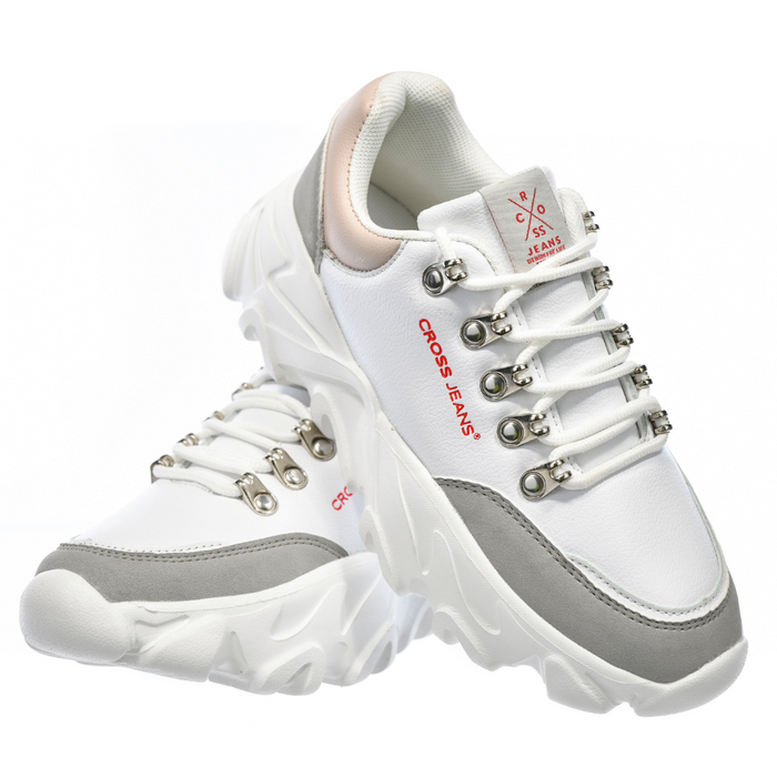 Modne sneakersy damskie białe na wysokiej platformie