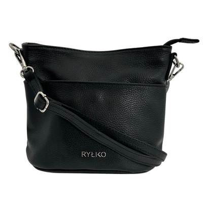 Маленька чорна шкіряна сумка Ryłko