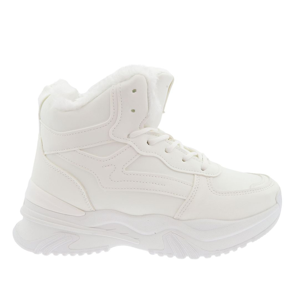 Sneakersy zimowe białe ocieplane sznurowane na platformie