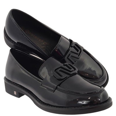 Чорні лаковані мокасини Potocki 