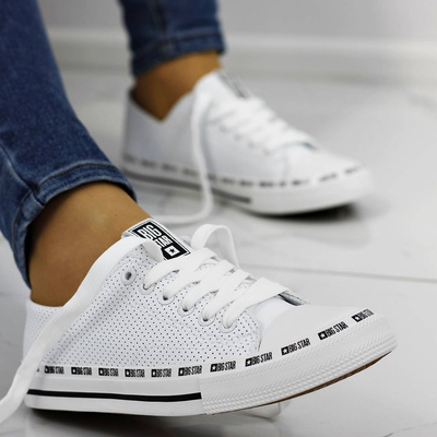 Białe trampki ze skóry eko damskie Big Star