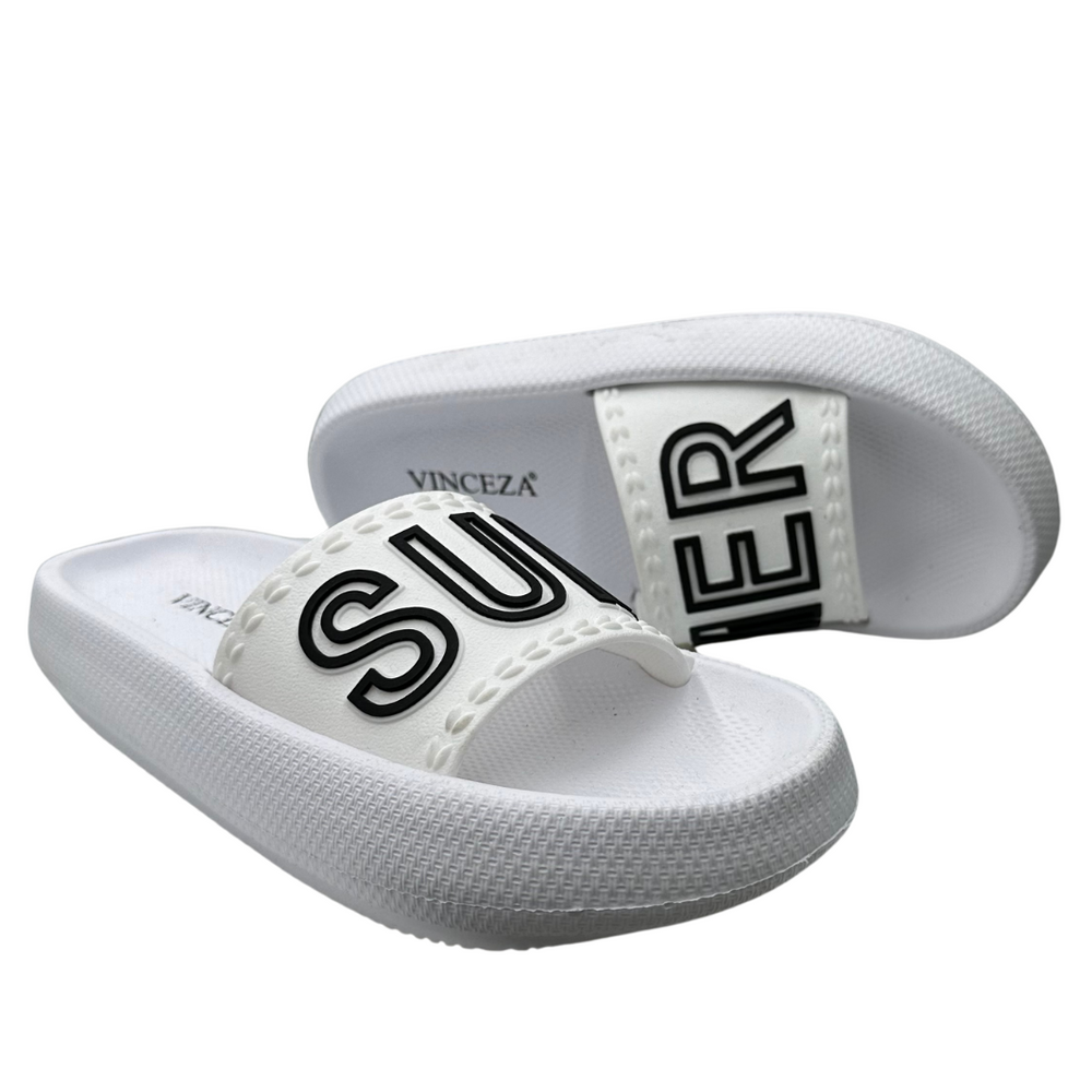 Klapki damskie na grubszej podeszwie białe VInceza