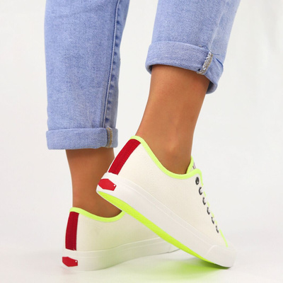 Кросівки Cross Jeans білі з жовтою обробкою 