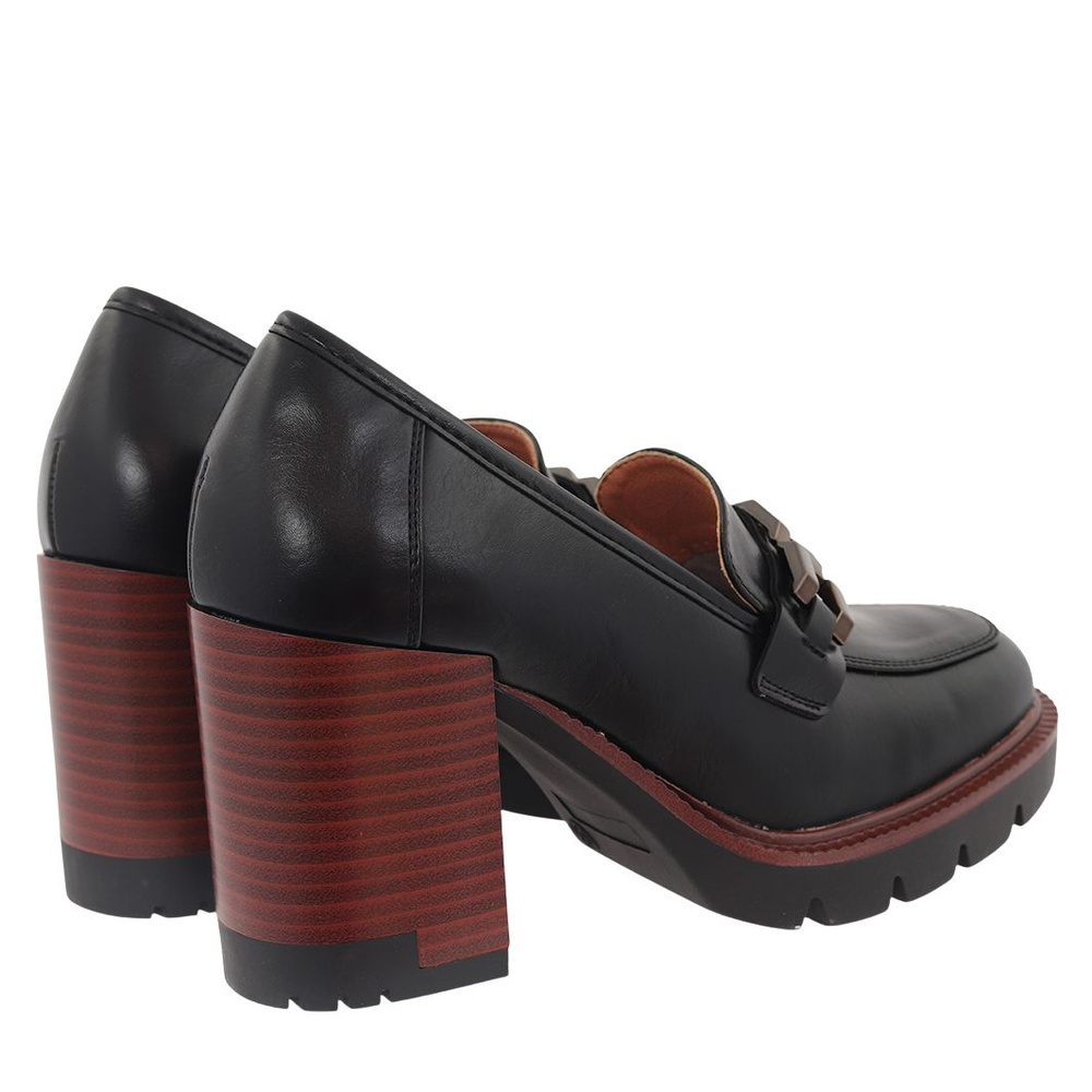 Półbuty czarne na słupku z klamerką Potocki