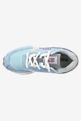 Niebieskie sneakersy ze skóry i zamszu na platfoemie Big Star