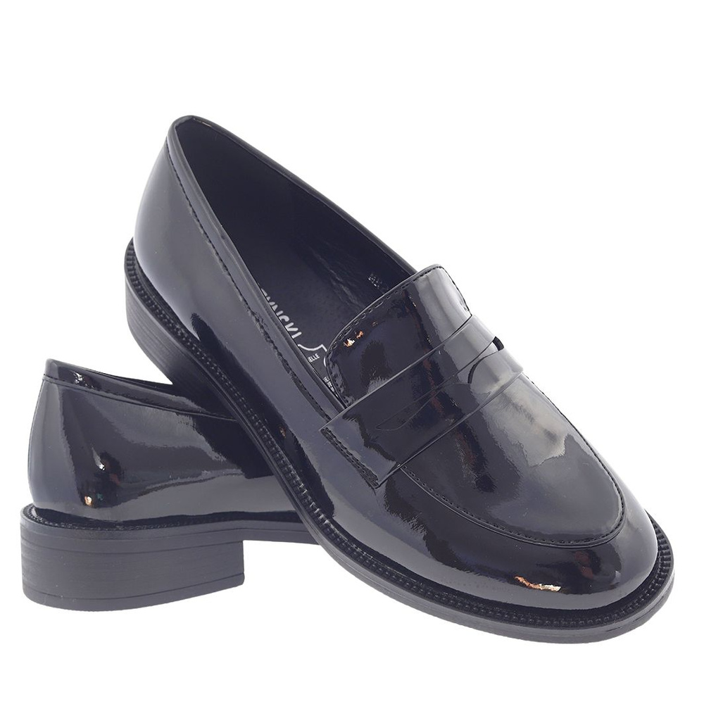 Mokasyny damskie czarne lakierowane M. Daszyński