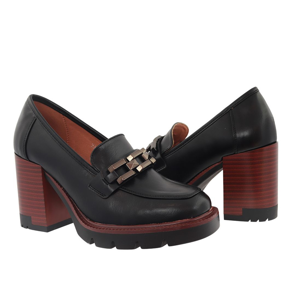 Чорні туфлі на високих підборах з пряжкою Potocki