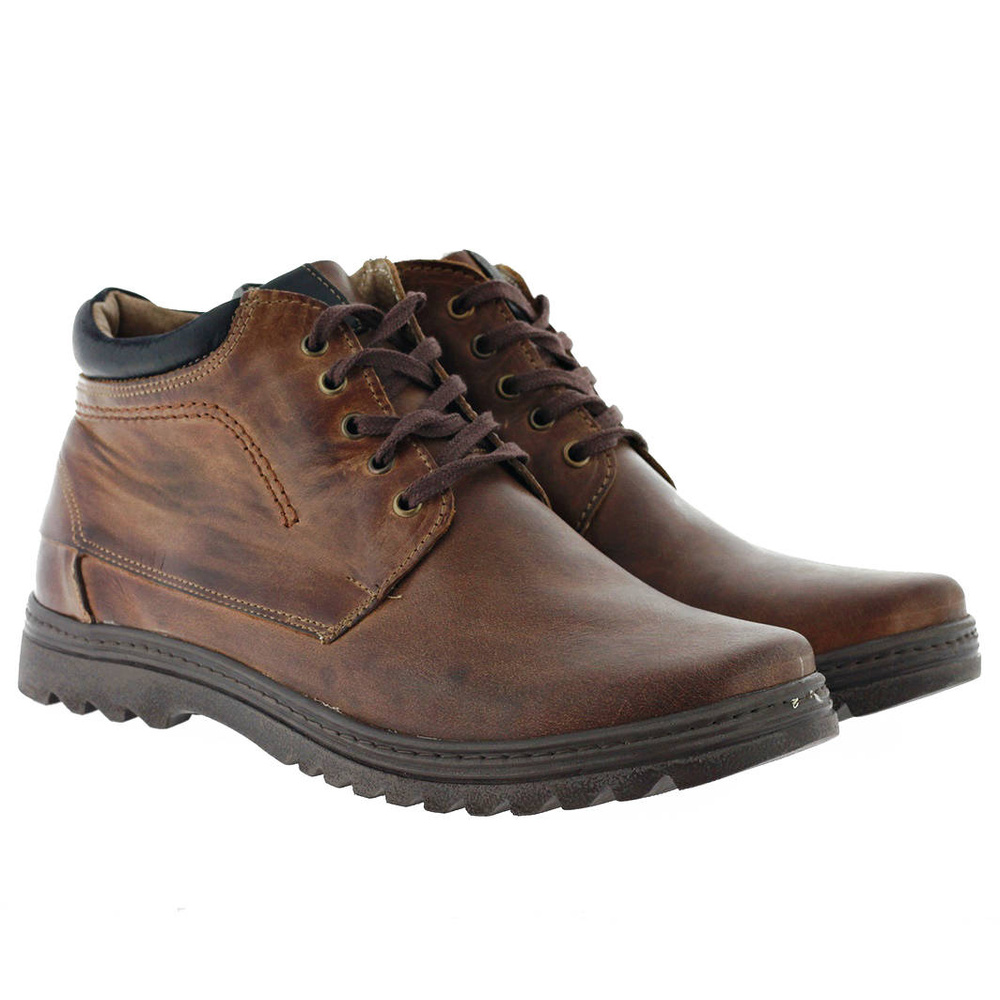 Коричневі шкіряні чоловічі ботильйони Joker на блискавці