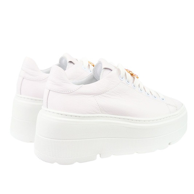 Білі шкіряні кросівки з метеликом на шнурках Nobo