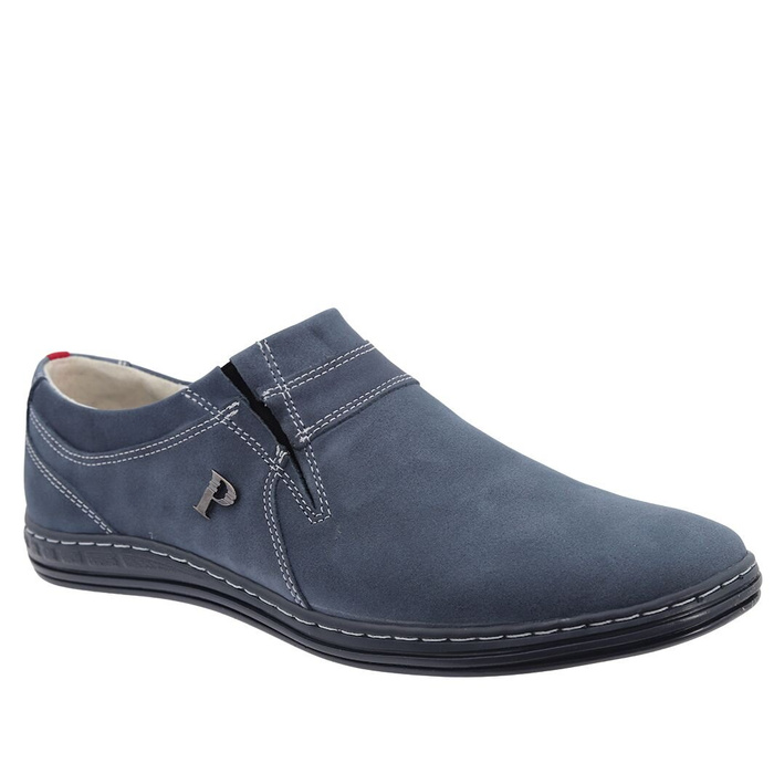 Польські шкіряні чоловічі темно-сині слипони