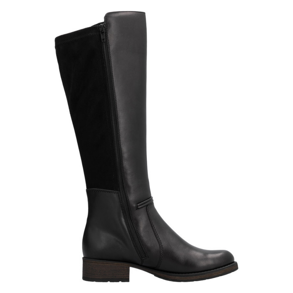 Kozaki skórzane czarne przed kolano na zamek Rieker