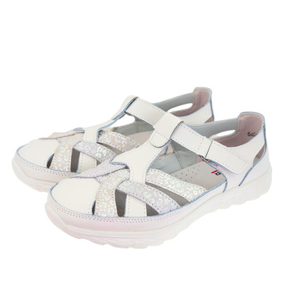 Białe skórzane półbuty na rzep Artiker