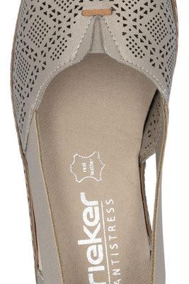 Półbuty damskie ażurowe wsuwane w platynowym kolorze