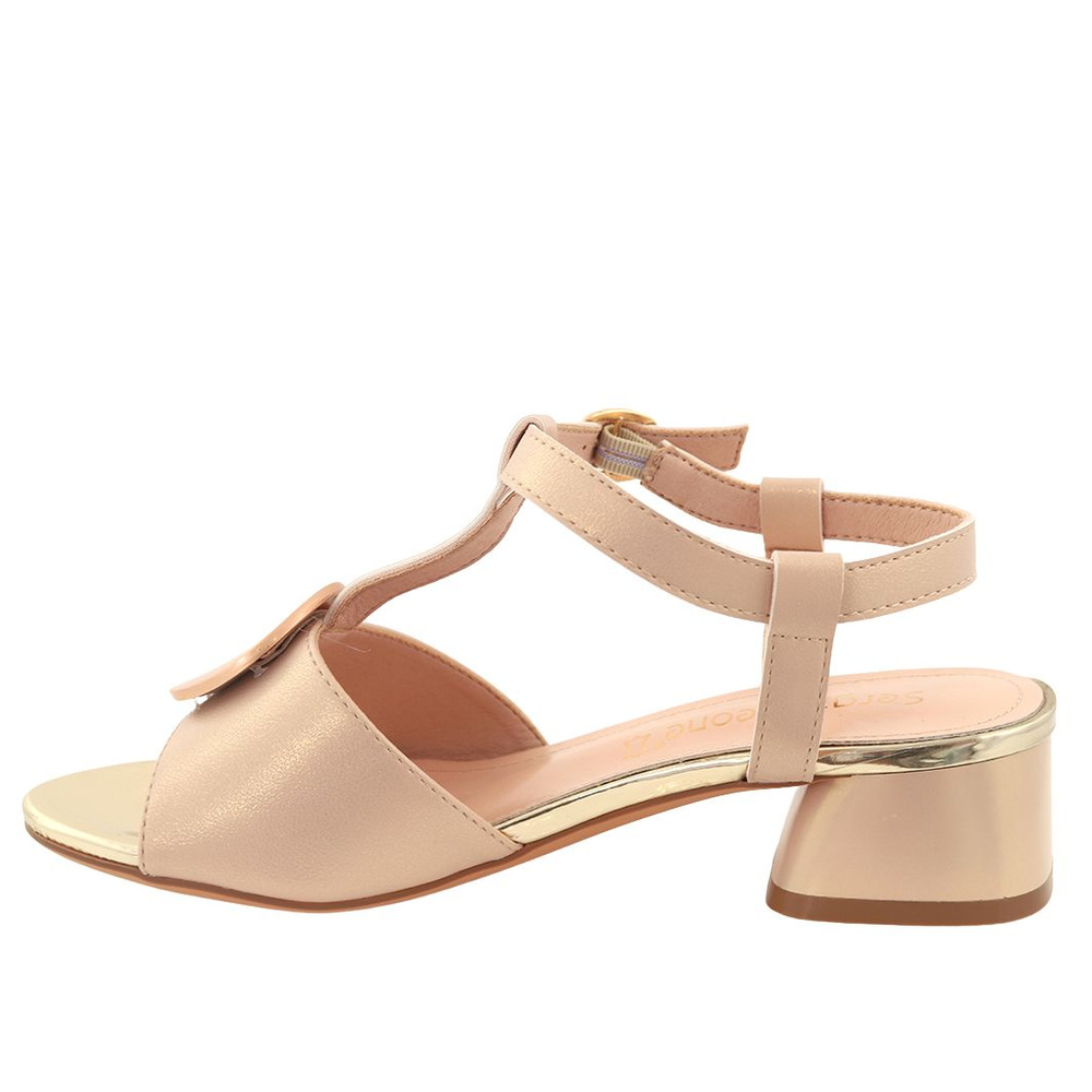 Жіночі босоніжки кольору шампань на колодці Sergio Leone