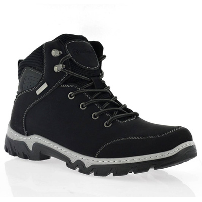 Чорні чоловічі утеплені черевики на шнурівці