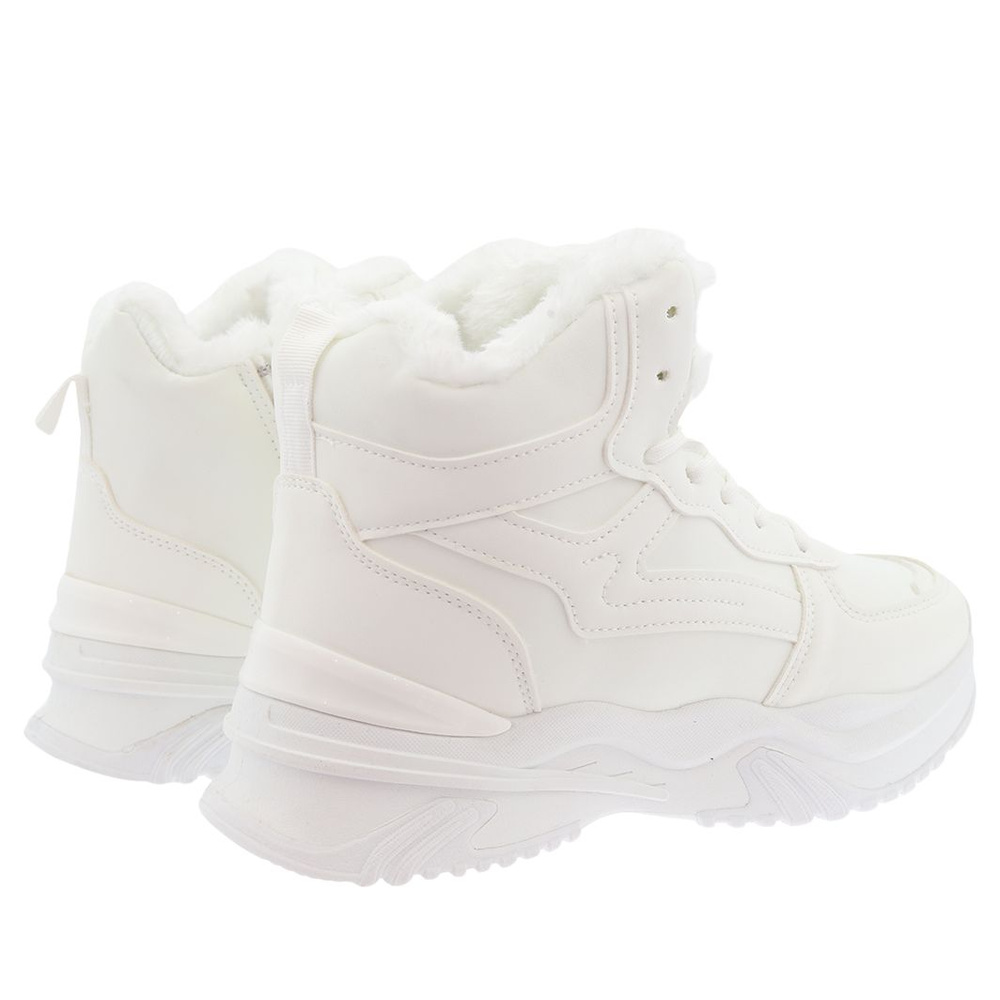 Sneakersy zimowe białe ocieplane sznurowane na platformie