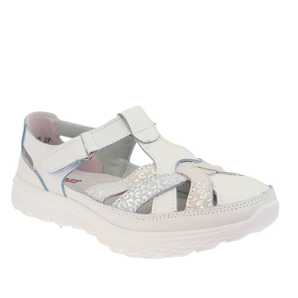 Białe skórzane półbuty na rzep Artiker