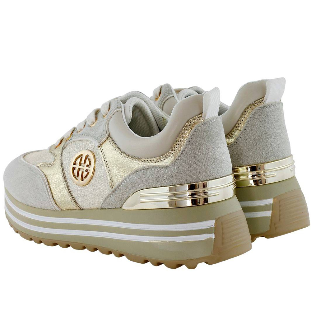 Sneakersy damskie zamszowe w złotym kolorze Potocki