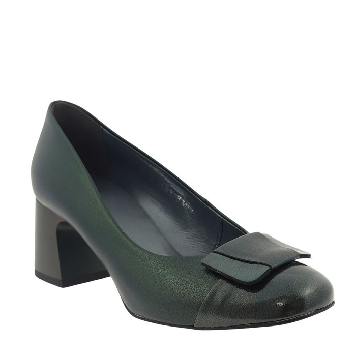 Зелені шкіряні човники з декоративним верхом Kordel