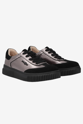 Metaliczne sneakersy skórzane na platformie Filippo