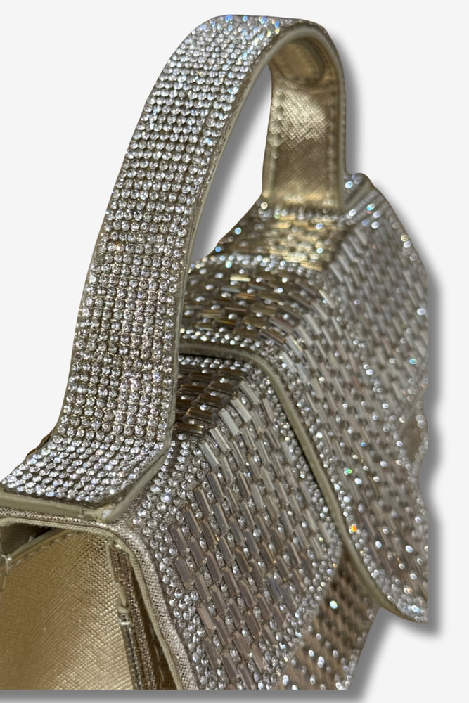 Damska torebka z cyrkoniami złota na zatrzask