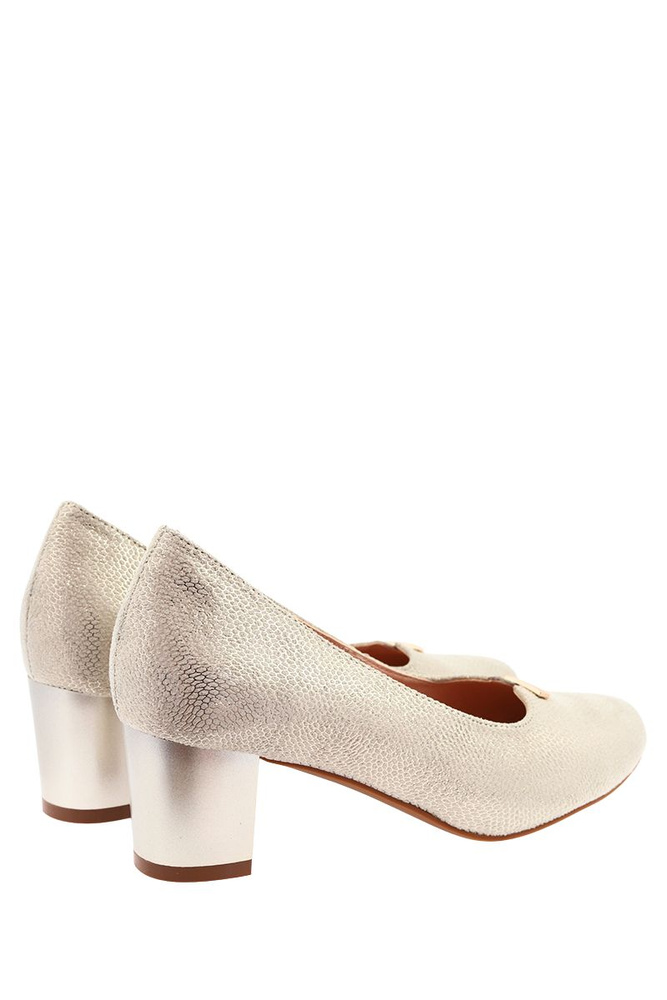 Piękne złote czółenka z ekoskóry na klocku